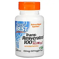Doctors Best, транс-ресвератрол 100 с ResVinol, 100 мг, 60 вегетарианских капсул