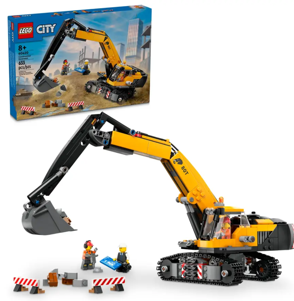 Конструктор Лего Сіті Жовтий будівельний екскаватор Lego City Yellow Construction Excavator 60420