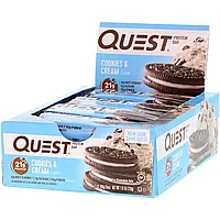 Quest Nutrition, Протеиновый батончик, печенье и сливки, 12 батончиков, 2,12 унции (60 г) каждый