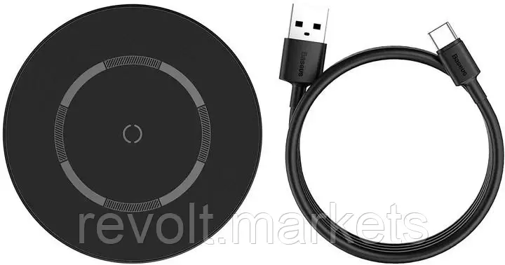 Бездротова зарядка Baseus Simple Magnetic Wireless Charger Швидка зарядка 15W Black (WXJK-E01)