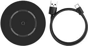 Бездротова зарядка Baseus Simple Magnetic Wireless Charger Швидка зарядка 15W Black (WXJK-E01)