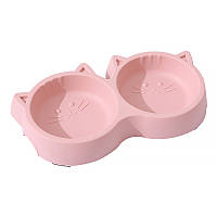 Миска для кошек Taotaopets Cat 123307 двойная пластиковая Pink zb
