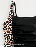 Купальник жіночий суцільний злитий злитний закритий чорний леопард тигр, фото 5