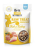 Ласощі для котів Brit Raw Treat Hair & Skin 40 г - риба та індичка
