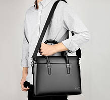 Чоловіча сумка-портфель для документів формат А4, діловий портфель керівника, сумка для ноутбука екошкіра