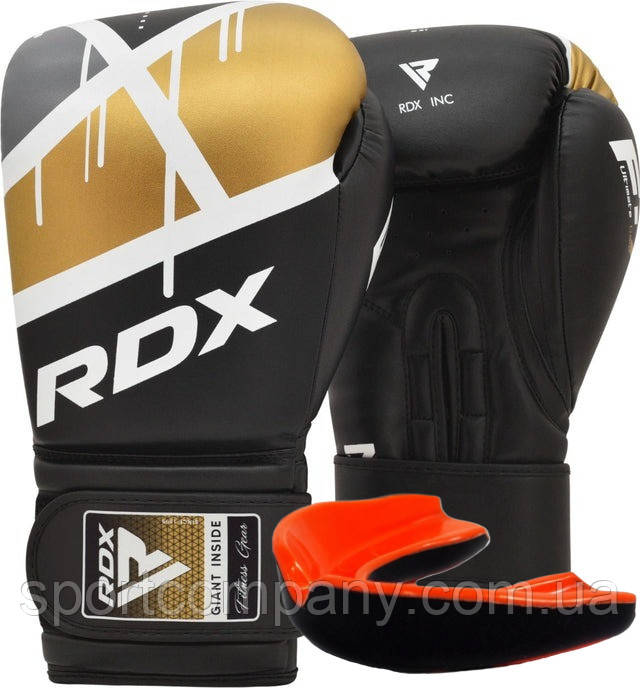 Боксерські рукавиці RDX F7 Ego Black Golden 8 унцій (капа в комплекті)