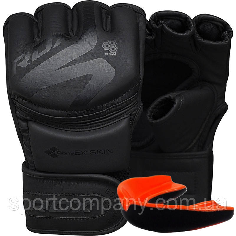 Рукавиці для ММА RDX F15 Noir Matte Black S (капа в комплекті)