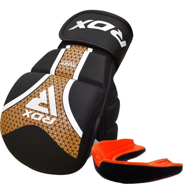 Рукавиці для ММА (Греплінгові рукавички) RDX SHOOTER AURA PLUS T-17 Black Golden S капа у комплекті