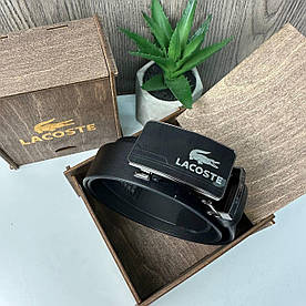 Чоловічий шкіряний ремінь автомат-стиль Лакоста чорний Lacoste