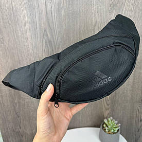 Чоловіча спортивна поясна сумка-бананка стиль Адідас чорна