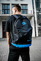 Міський рюкзак спортивний Nike чорно-голубий чоловічий жіночий , Портфель Найк для ноутбука
