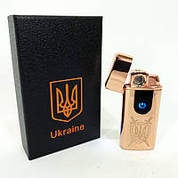 Электрическая и газовая зажигалка Украина с USB-зарядкой HL-431. Цвет: золотой