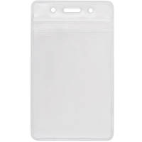 Бейдж Optima вертикальный замок zip lock PVC, 62х91 мм (O45610)