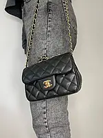 Жіноча сумочка Chanel Чорна 19 см 19x13x7 (арт 6003)