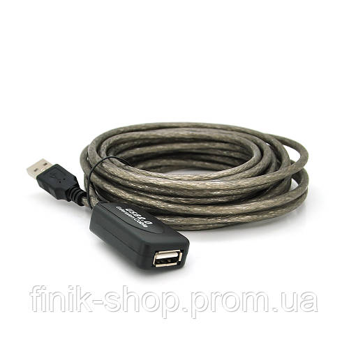 Активный удлинитель USB 2.0 AM/AF, 5,0m, прозрачный с чипом Q50 m (ID ...