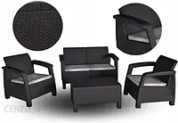 Curver Zestaw Mebli Ogrodowych Bahama Corfu Komplet Sofa Krzesła Grafit 230686