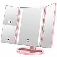 Зеркало для макияжа с LED подсветкой Superstar Magnifying Mirror 22 Розовый (258774) z11-2024