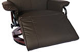 Крісло коричневе для відпочинку з масажем + пуф + обігрів, фото 6