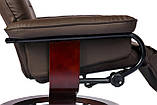 Крісло коричневе для відпочинку з масажем + пуф + обігрів, фото 5
