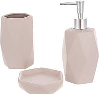 Набор керамических аксессуаров для ванной комнаты Beige Mocha 3 предмета ceramic DP219254 Bon US, код: 8390214