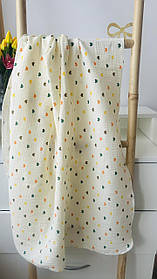 Велика двошарова муслінова пелюшка 100% бавовняна для малюків 100 х 135 см Lari Світло-жовтий у серця