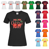 Черная женская футболка С фруктами на подарок (30-9-15)