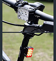 Комплект велосипедного света (2 шт): LED передняя фара на руль + Светодиодный задний фонарь-мигалка на раму ве