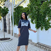 Жіноча сукня футболка вільного крою міді 1_9/9/МР/ИР05 туніка (42/48 оверсайз L розмір)