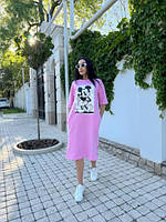 Жіноча сукня футболка вільного крою міді 1_9/8МР/ИР05 туніка (42/48 оверсайз L розмір)