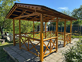 Дерев'яна альтанка 3 на 4 м, розбірна (на 14-16 осіб)