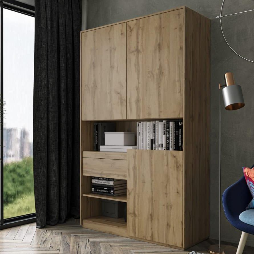 Тридверна комбінована шафа в вітальню з 3 полицями і шухлядою, велика шафа на 10 відділень у спальню, фото 1