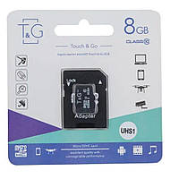 TU  TU Карта Памяти T&amp;G MicroSDHC 8gb 10 Class &amp; Adapter Цвет Черный