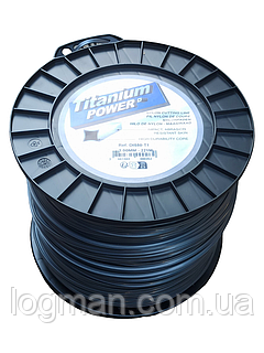 Волосінь TITANIUM-Square 3.0*221м/Титаніум квадрат сіра посилена з тросом усередині на Олеомакс для бензокоси