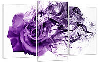 Модульная картина Декор Карпаты в гостиную спальню для интерьера Фиолетовая роза 53x100 см TV, код: 7008807