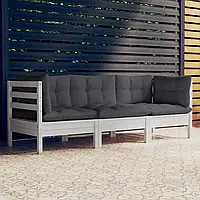 VidaXL 3-Osobowa Sofa Ogrodowa Z Antracytowymi Poduszkami Sosnowa 3096101