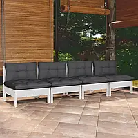 Vidaxl 4-Osobowa Sofa Ogrodowa Z Antracytowymi Poduszkami Sosnowa 3096125