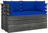 Ogrodowa Sofa 2-Osobowa Z Palet Z Poduszkami Drewno Sosnowe Kod: V-3061741 +