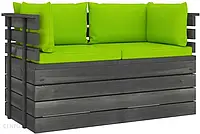 Ogrodowa Sofa 2-Osobowa Z Palet Z Poduszkami Drewno Sosnowe Kod: V-3061742 +