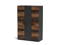 Вместительный комбинированный шкаф с штангой, шкаф в современном дизайне с 2 шухлядами и 4 полками для одежды Матера - Олд стайл Темный