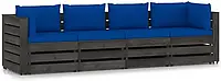 Ogrodowa Sofa 4-Os Z Poduszkami Impregnowane Na Szaro Drewno Kod: V-3068226 +