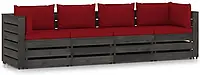 Ogrodowa Sofa 4-Os. Z Poduszkami Impregnowane Na Szaro Drewno Kod: V-3068225 +