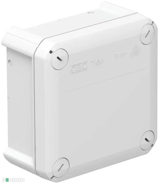 Розподільна коробка Т60 IP66, без вводів, 114х114х57мм, ударостійка, ультрафіолетостійка