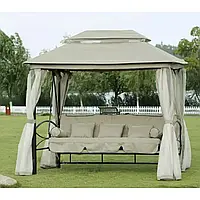 Качеля садова з москітною сіткою бежева