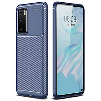 Чехол Carbon Case для Huawei P40 Pro Blue SN, код: 6446468