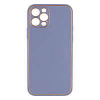 Чехол Leather Gold with Frame without Logo для iPhone 12 Pro Цвет 8, Gray Lilac d