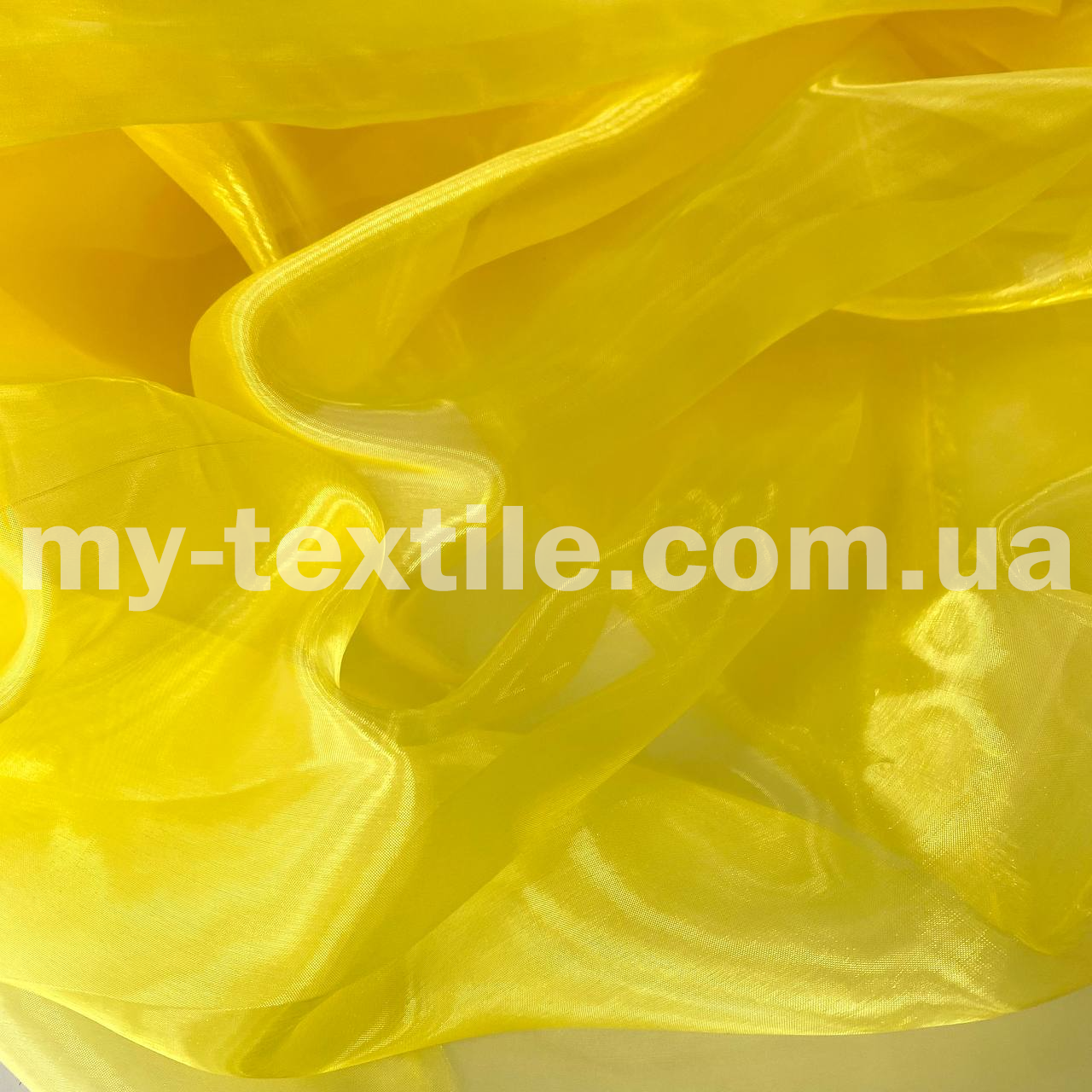 Тканина органза прозора з переливом 150 см однотон Жовтий, фото 1