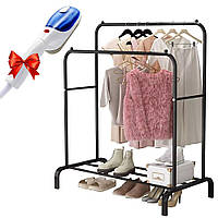 Вешалка для одежды 150х110х54 см + Подарок Отпариватель GRANT Steam Brush /Напольная стойка для одежды и обуви