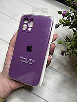 Чехол на iPhone (Айфон) 12 Pro квадратные борта silicone case full camera Apple
