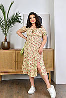 Жіноча літня міді сукня 9_10/3/МР/ИР021 плаття вільного сарафан з розрізом (50,52,54,56 батал розмір)