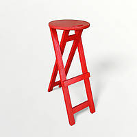 Дерев'яний Високий Табурет з додатковою підніжкою для Бару Кухні Піцерії з Дерева Ясен червоний стілець 80 см